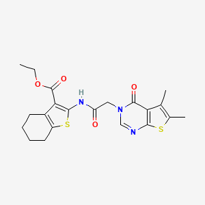 molecular formula C21H23N3O4S2 B3476279 Ethyl 2-[[2-(5,6-dimethyl-4-oxothieno[2,3-d]pyrimidin-3-yl)acetyl]amino]-4,5,6,7-tetrahydro-1-benzothiophene-3-carboxylate 