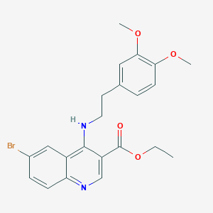 molecular formula C22H23BrN2O4 B3476403 Ethyl 6-bromo-4-{[2-(3,4-dimethoxyphenyl)ethyl]amino}quinoline-3-carboxylate 