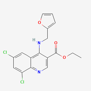 molecular formula C17H14Cl2N2O3 B3476416 Ethyl 6,8-dichloro-4-(furan-2-ylmethylamino)quinoline-3-carboxylate 