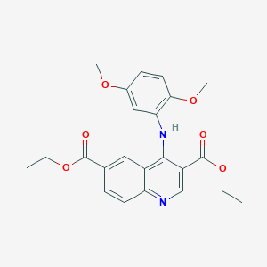 molecular formula C23H24N2O6 B3476424 Diethyl 4-(2,5-dimethoxyanilino)quinoline-3,6-dicarboxylate 