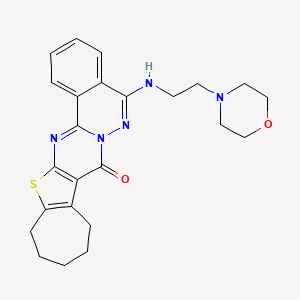 molecular formula C24H27N5O2S B3476541 10-(2-Morpholin-4-ylethylamino)-22-thia-2,11,12-triazapentacyclo[12.8.0.03,12.04,9.015,21]docosa-1(14),2,4,6,8,10,15(21)-heptaen-13-one 