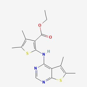 molecular formula C17H19N3O2S2 B3476584 ethyl 2-[(5,6-dimethylthieno[2,3-d]pyrimidin-4-yl)amino]-4,5-dimethyl-3-thiophenecarboxylate 