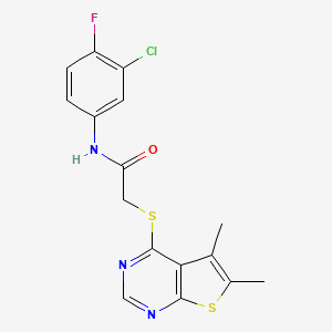 molecular formula C16H13ClFN3OS2 B3476776 2-(5,6-dimethylthiopheno[3,2-e]pyrimidin-4-ylthio)-N-(3-chloro-4-fluorophenyl) acetamide 