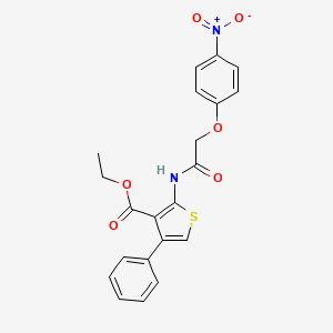 molecular formula C21H18N2O6S B3476825 ETHYL 2-[2-(4-NITROPHENOXY)ACETAMIDO]-4-PHENYLTHIOPHENE-3-CARBOXYLATE 