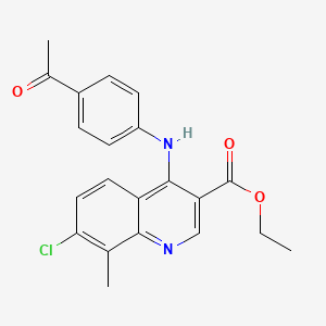 molecular formula C21H19ClN2O3 B3476965 Ethyl 4-(4-acetylanilino)-7-chloro-8-methylquinoline-3-carboxylate 