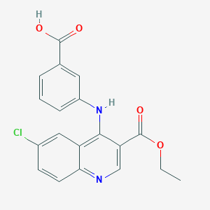 molecular formula C19H15ClN2O4 B3477094 3-[(6-Chloro-3-ethoxycarbonylquinolin-4-yl)amino]benzoic acid 