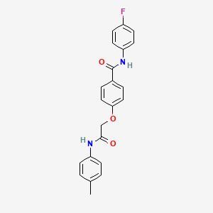 molecular formula C22H19FN2O3 B3477159 N-(4-fluorophenyl)-4-[2-(4-methylanilino)-2-oxoethoxy]benzamide 