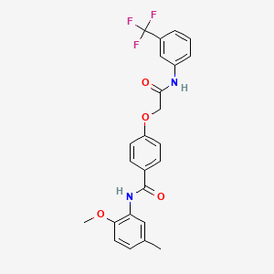 molecular formula C24H21F3N2O4 B3477448 N-(2-methoxy-5-methylphenyl)-4-[2-oxo-2-[3-(trifluoromethyl)anilino]ethoxy]benzamide 