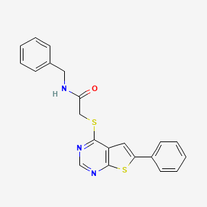molecular formula C21H17N3OS2 B3477481 N-benzyl-2-({6-phenylthieno[2,3-d]pyrimidin-4-yl}sulfanyl)acetamide 