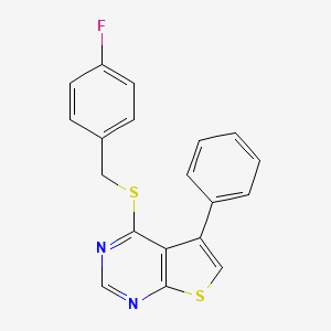 molecular formula C19H13FN2S2 B3477482 4-[(4-fluorobenzyl)thio]-5-phenylthieno[2,3-d]pyrimidine 