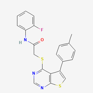 molecular formula C21H16FN3OS2 B3477500 N-(2-fluorophenyl)-2-{[5-(4-methylphenyl)thieno[2,3-d]pyrimidin-4-yl]sulfanyl}acetamide 