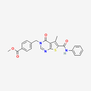 molecular formula C23H19N3O4S B3477568 Methyl 4-[[5-methyl-4-oxo-6-(phenylcarbamoyl)thieno[2,3-d]pyrimidin-3-yl]methyl]benzoate 