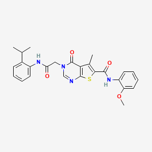 molecular formula C26H26N4O4S B3477581 N-(2-methoxyphenyl)-5-methyl-4-oxo-3-[2-oxo-2-(2-propan-2-ylanilino)ethyl]thieno[2,3-d]pyrimidine-6-carboxamide 