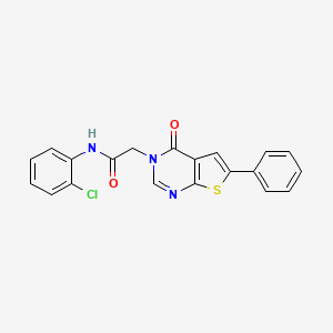 molecular formula C20H14ClN3O2S B3477599 N-(2-chlorophenyl)-2-(4-oxo-6-phenylthieno[2,3-d]pyrimidin-3-yl)acetamide 
