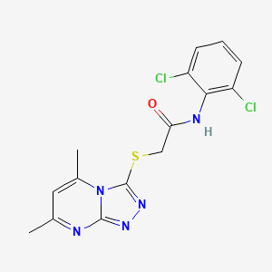 molecular formula C15H13Cl2N5OS B3477732 N-(2,6-dichlorophenyl)-2-[(5,7-dimethyl-[1,2,4]triazolo[4,3-a]pyrimidin-3-yl)sulfanyl]acetamide 