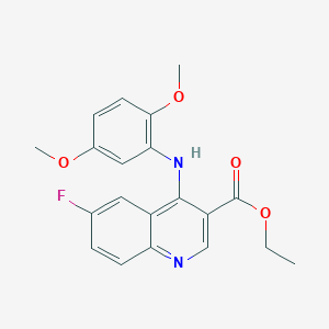 molecular formula C20H19FN2O4 B3477872 Ethyl 4-(2,5-dimethoxyanilino)-6-fluoroquinoline-3-carboxylate 