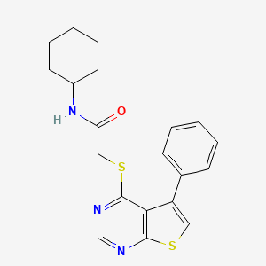 molecular formula C20H21N3OS2 B3477922 N-cyclohexyl-2-(5-phenylthieno[2,3-d]pyrimidin-4-yl)sulfanylacetamide 