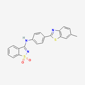 molecular formula C21H15N3O2S2 B3478719 N-[4-(6-methyl-1,3-benzothiazol-2-yl)phenyl]-1,1-dioxo-1,2-benzothiazol-3-amine 