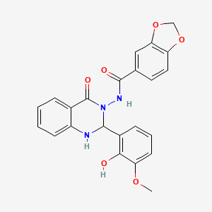 molecular formula C23H19N3O6 B3478754 N~5~-[2-(2-HYDROXY-3-METHOXYPHENYL)-4-OXO-1,4-DIHYDRO-3(2H)-QUINAZOLINYL]-1,3-BENZODIOXOLE-5-CARBOXAMIDE 
