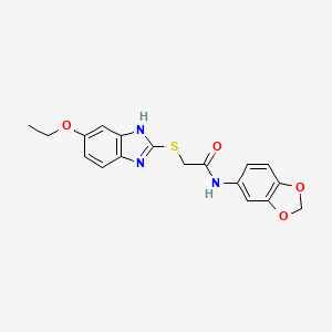 molecular formula C18H17N3O4S B3479136 N-(2H-1,3-BENZODIOXOL-5-YL)-2-[(5-ETHOXY-1H-1,3-BENZODIAZOL-2-YL)SULFANYL]ACETAMIDE 