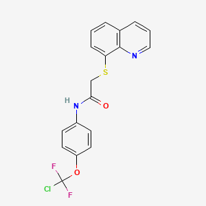 molecular formula C18H13ClF2N2O2S B3479161 N-[4-(CHLORODIFLUOROMETHOXY)PHENYL]-2-(QUINOLIN-8-YLSULFANYL)ACETAMIDE 