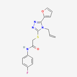 molecular formula C17H15FN4O2S B3479201 N-(4-fluorophenyl)-2-{[5-(furan-2-yl)-4-(prop-2-en-1-yl)-4H-1,2,4-triazol-3-yl]sulfanyl}acetamide CAS No. 442641-49-8