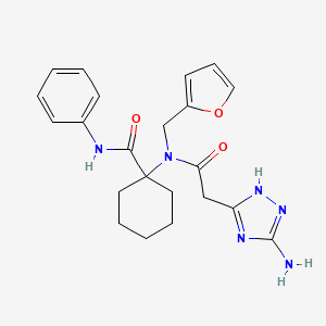 molecular formula C22H26N6O3 B3479220 1-[2-(3-AMINO-1H-1,2,4-TRIAZOL-5-YL)-N-[(FURAN-2-YL)METHYL]ACETAMIDO]-N-PHENYLCYCLOHEXANE-1-CARBOXAMIDE 