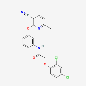 molecular formula C22H17Cl2N3O3 B3479240 N-{3-[(3-cyano-4,6-dimethylpyridin-2-yl)oxy]phenyl}-2-(2,4-dichlorophenoxy)acetamide 