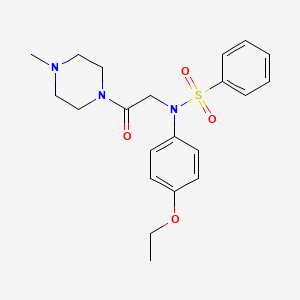 molecular formula C21H27N3O4S B3479409 N-(4-ethoxyphenyl)-N-[2-(4-methylpiperazin-1-yl)-2-oxoethyl]benzenesulfonamide 