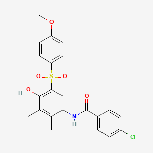 molecular formula C22H20ClNO5S B3479697 4-CHLORO-N-[4-HYDROXY-5-(4-METHOXYBENZENESULFONYL)-2,3-DIMETHYLPHENYL]BENZAMIDE 
