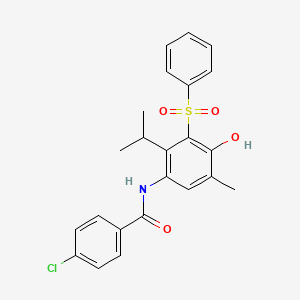 molecular formula C23H22ClNO4S B3479706 N-[3-(BENZENESULFONYL)-4-HYDROXY-5-METHYL-2-(PROPAN-2-YL)PHENYL]-4-CHLOROBENZAMIDE 