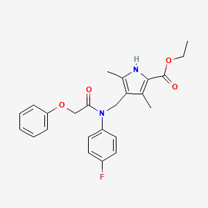 molecular formula C24H25FN2O4 B3479715 ETHYL 4-{[N-(4-FLUOROPHENYL)-2-PHENOXYACETAMIDO]METHYL}-3,5-DIMETHYL-1H-PYRROLE-2-CARBOXYLATE 