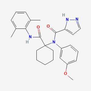 molecular formula C26H30N4O3 B3479781 N-{1-[(2,6-dimethylphenyl)carbamoyl]cyclohexyl}-N-(3-methoxyphenyl)-1H-pyrazole-3-carboxamide 