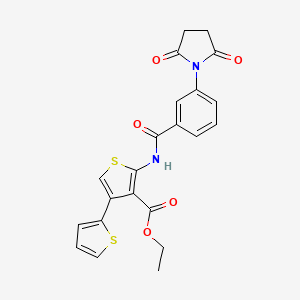 molecular formula C22H18N2O5S2 B3479814 ethyl 5'-[3-(2,5-dioxopyrrolidin-1-yl)benzamido]-[2,3'-bithiophene]-4'-carboxylate 