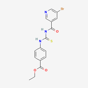 molecular formula C16H14BrN3O3S B3480052 Ethyl 4-({[(5-bromopyridin-3-YL)formamido]methanethioyl}amino)benzoate 
