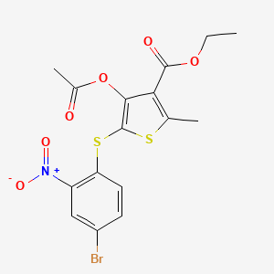 molecular formula C16H14BrNO6S2 B3480075 Ethyl 4-acetyloxy-5-(4-bromo-2-nitrophenyl)sulfanyl-2-methylthiophene-3-carboxylate 