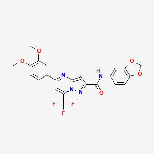 molecular formula C23H17F3N4O5 B3480128 N-(1,3-benzodioxol-5-yl)-5-(3,4-dimethoxyphenyl)-7-(trifluoromethyl)pyrazolo[1,5-a]pyrimidine-2-carboxamide 
