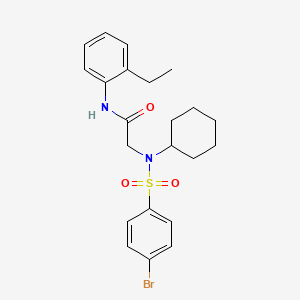 molecular formula C22H27BrN2O3S B3480328 N~2~-[(4-bromophenyl)sulfonyl]-N~2~-cyclohexyl-N-(2-ethylphenyl)glycinamide 