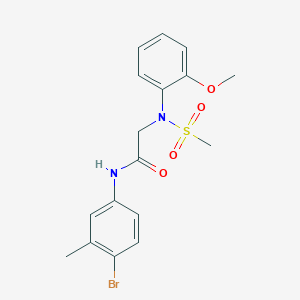 molecular formula C17H19BrN2O4S B3480363 N-(4-bromo-3-methylphenyl)-2-(2-methoxy-N-methylsulfonylanilino)acetamide 