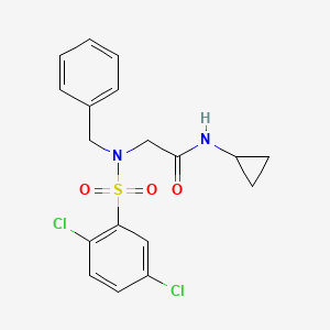 molecular formula C18H18Cl2N2O3S B3480383 N~2~-benzyl-N-cyclopropyl-N~2~-[(2,5-dichlorophenyl)sulfonyl]glycinamide 