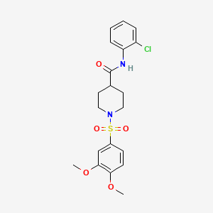 molecular formula C20H23ClN2O5S B3480496 N-(2-CHLOROPHENYL)-1-(3,4-DIMETHOXYBENZENESULFONYL)PIPERIDINE-4-CARBOXAMIDE 
