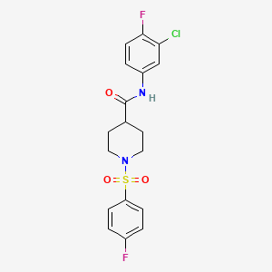 molecular formula C18H17ClF2N2O3S B3480514 N-(3-CHLORO-4-FLUOROPHENYL)-1-(4-FLUOROBENZENESULFONYL)PIPERIDINE-4-CARBOXAMIDE 