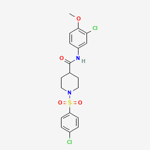 molecular formula C19H20Cl2N2O4S B3480530 N-(3-chloro-4-methoxyphenyl)-1-[(4-chlorophenyl)sulfonyl]piperidine-4-carboxamide 