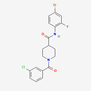 molecular formula C19H17BrClFN2O2 B3480590 N-(4-bromo-2-fluorophenyl)-1-(3-chlorobenzoyl)piperidine-4-carboxamide 