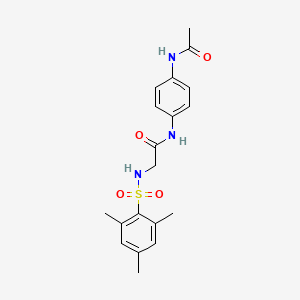 molecular formula C19H23N3O4S B3480613 N-(4-acetamidophenyl)-2-[(2,4,6-trimethylphenyl)sulfonylamino]acetamide 