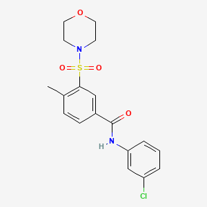 molecular formula C18H19ClN2O4S B3481100 N-(3-chlorophenyl)-4-methyl-3-morpholin-4-ylsulfonylbenzamide 