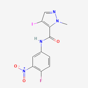 molecular formula C11H8FIN4O3 B3481361 N~5~-(4-FLUORO-3-NITROPHENYL)-4-IODO-1-METHYL-1H-PYRAZOLE-5-CARBOXAMIDE 