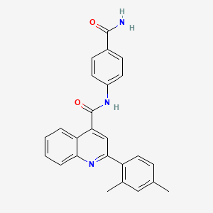 molecular formula C25H21N3O2 B3481372 N-(4-carbamoylphenyl)-2-(2,4-dimethylphenyl)quinoline-4-carboxamide 