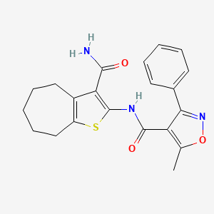 molecular formula C21H21N3O3S B3481392 N~4~-[3-(aminocarbonyl)-5,6,7,8-tetrahydro-4H-cyclohepta[b]thiophen-2-yl]-5-methyl-3-phenyl-4-isoxazolecarboxamide 