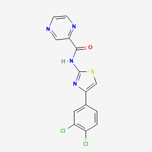 molecular formula C14H8Cl2N4OS B3481456 N~2~-[4-(3,4-DICHLOROPHENYL)-1,3-THIAZOL-2-YL]-2-PYRAZINECARBOXAMIDE 